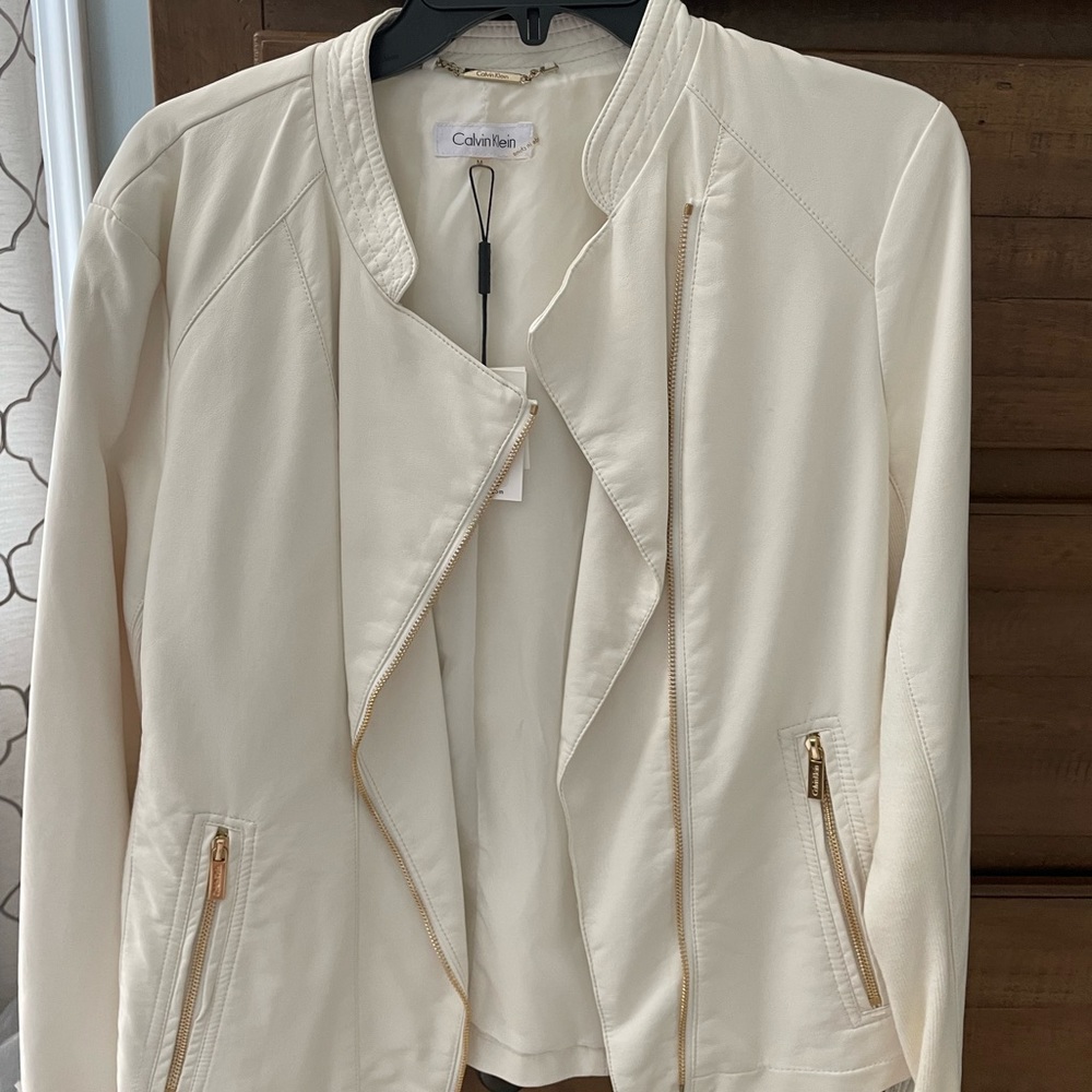 Calvin Klein leather jacket with tags